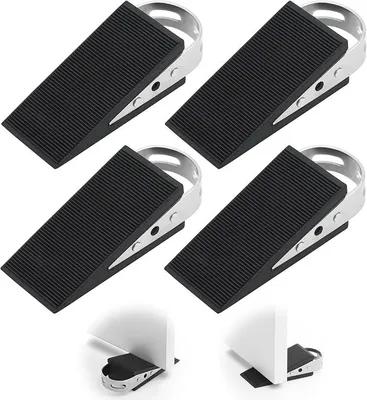 Produktbild von PolkaHome® Türkeil-Set 4er Pack – Antirutsch Gummi Keil mit Edelstahlgriff für 15-30 mm Türspalt, Bodenschonend & Leise, Universell