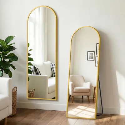 Produktbild von Ganzkörperspiegel Wand Standspiegel 140x40cm Gold Aluminiumlegierung HD-Glas