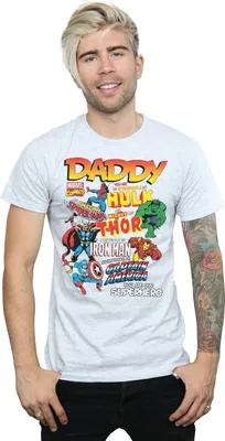Image de Marvel - "Our Dad Superhero" T-shirt pour homme BI37726 (S) (Blanc)