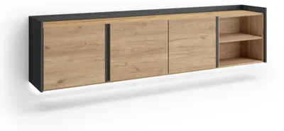 Immagine prodotto di Mobili TV effetto legno rovere e nero 207x35x50cm sospeso