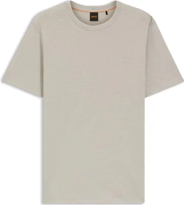 Produktbild von Beiges Kurzarm Herren T-Shirt mit Rundhals und Logodruck – Stilvoll & Modern