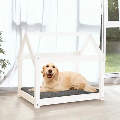 Imagen del producto de Cama para perros de madera: espaciosa, cómoda y transpirable, ideal para perros de tamaño pequeño a mediano. Dimensiones: 81 x 60 x 70 cm