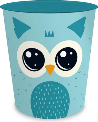 Produktbild von itenga Papierkorb Tiermotiv - EULE - Kawaii Design- ca 11 Liter