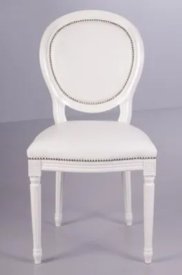 Produktbild von Casa Padrino Barock Esszimmer Stuhl Weiß / Weiß Lederoptik - Designer Stuhl - Luxus Qualität