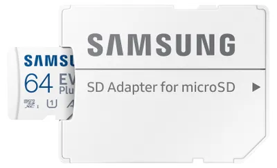 Produktbild von Samsung EVO Plus microSD-Speicherkarte (2024) (inkl. SD Adapter) - 64 GB, 64 GB, MicroSDXC, UHS-I, 160 MB/s, Class 1 (U1), V10
