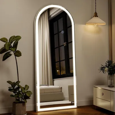 Immagine prodotto di Specchio a LED per il corpo intero, dimensioni 141 x 50 cm, con controllo touch, 3 tonalità di luce, dimmeraggio continuo, antiappannamento, colore bianco