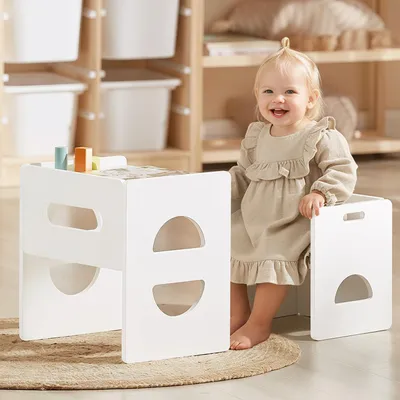 Imagen del producto de Juego de mesa y silla Montessori, con altura ajustable, fabricado en madera maciza, para niños de 1 a 3 años, ideal para habitaciones infantiles