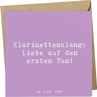 Produktbild von Mr. & Mrs. Panda Glückwunschkarte Spruch Klarinette Liebe  - Lavendeltraum - Geschenk, Ensemble, Klarinettenspieler, Musikgeschenke, Instrument lernen, Musik, Klappkarte