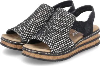 Produktbild von Rieker Damen Sandaletten/ Sandalen Schwarz Synthetik Größe: 39