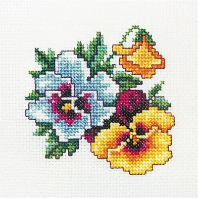 Zdjęcie produktu dla RTO Zestaw do haftu krzyżykowego "Bratki" H242, wzór liczony, 10x10 cm