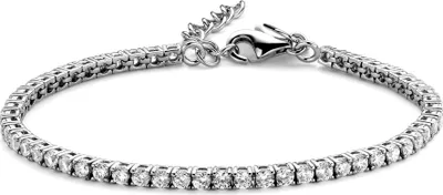Produktbild von New Bling 9NB-0621-R Zilveren Armband - Dames - Tennisarmband - Zirkonia - 4 mm - Rhodium - 15,5 + 3 cm - Zilver