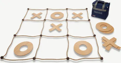 Zdjęcie produktu dla XXL Giant Tic Tac Toe - 120x120 cm - Corner Tic Tac Toe - Eco India Wood - Luxury Canvas Bag