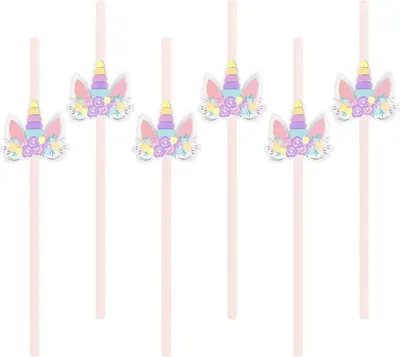 Produktbild von 6 Baby Einhorn Papier Trinkhalme