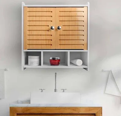 Produktbild von Badezimmerschrank mit 2 Türen und Öffnungen Weiss