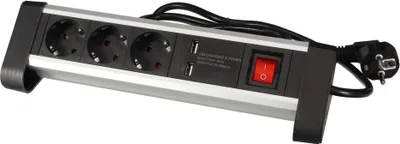 Obrázek produktu pro Stolní zásuvka se 3 zásuvkami a 2 USB nabíjecími porty - 2,4 A - Schuko