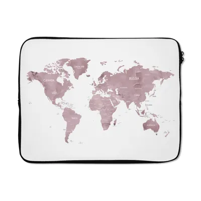 Produktbild von MuchoWow® Laptop Hülle 15 Zoll Weltkarte - Rosa - Design Laptoptasche - Laptoptasche - Sleeve - Rundum-Schutz
