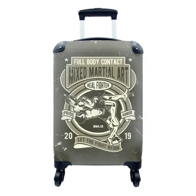 Produktbild von MuchoWow® Koffer Handgepäck Trolley Rollkoffer Kleine Reisekoffer mit 4 Rollen - Mancave - Sport - Männer - Vintage - Cabin Size < 55x40x23 cm & 55x40x20 cm - Fotokoffer - Kabinenkoffer - Boardgepäck - Reise-Box - Reisekoffer - Reisegepäck - Koffer mit Bild - Trolley für Kinder