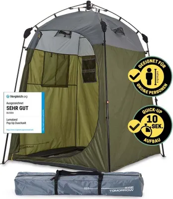 Produktbild von Where Tomorrow Lumaland Outdoor Pop Up Duschzelt Umkleidezelt Toilettenzelt Stehzelt Camping Kuppelzelt Quick Up Aufbau in 2 Min. 155 x 155 x 220cm