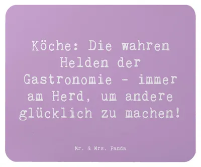 Produktbild von Mr. & Mrs. Panda Mauspad Spruch Koch Helden - Lavendeltraum - Geschenk, Berufe, Geschenke mit Herz, laptop, Köche, Kulinarik, mousematte, computermatte, Beruf, Küchenchef