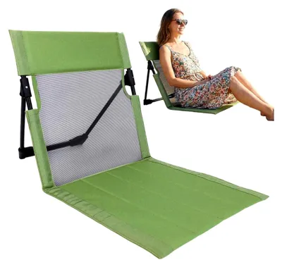 Produktbild von Klappbare Strandmatte mit verstellbarer Rückenlehne, Faltbare Gartenliege, Sonnenliege, Campingliege für Strand, Garten und Outdoor (Armeegrün)