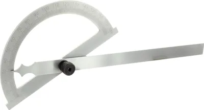 Produktbild von hedue® Gradmesser 150 mm - Winkelmesser metall mit Messbereich 0-180°, Winkellehre aus mattverchromtem Stahl, Anreißwinkel