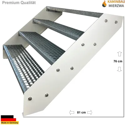 Immagine prodotto di Scala a 4 gradini in acciaio zincato e verniciato a polvere bianca - (L x P x A) 82cm x 100cm x 76cm