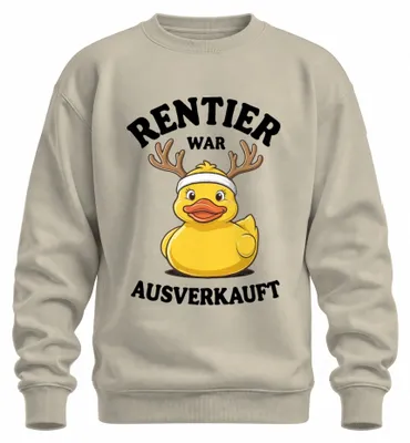Imagen del producto de Camiseta de algodón con cuello redondo, diseño "Rentier" (reno), ideal para regalo de Navidad, con un dibujo de un pato de goma, divertida, uni, disponible en color natural, talla M