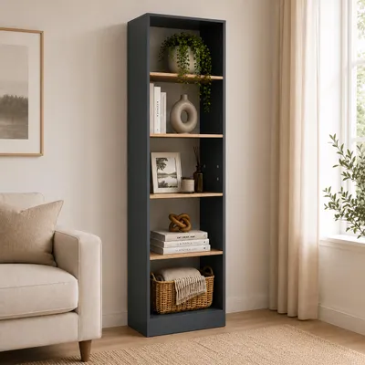 Produktbild von VCM Bücherregal für Aktenordner, Büroregal mit 5 Fächern, 38 x 183 x 52 cm, Standregal für Homeoffice und Büro - Dilos