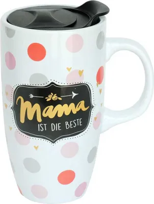 Produktbild von Happy Life 45574 Becher to go mit Motivdruck und Goldeffekt "Mama ist die Beste"