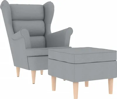 Produktbild von Sessel mit Fußhocker Hellgrau Stoff