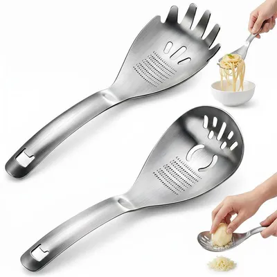 Produktbild von Multifunktions-Küchenhelfer Edelstahl 5 in 1, Knoblauchpresse, Kartoffelstampfer, Eiertrenner und Flaschenöffner, spülmaschinengeeignet