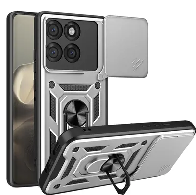 Produktbild von Outdoor Panzer Hülle für Motorola Edge 60 Pro Handyhülle mit Kameraschutz Ringhalter Silber