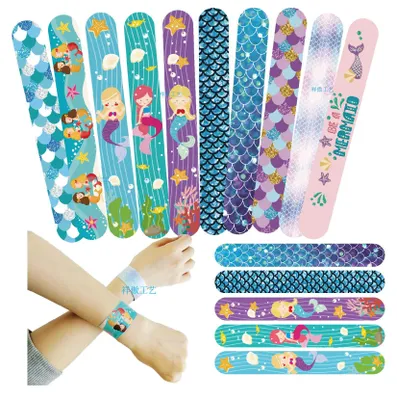 Meerjungfrau-Snaparmbänder, 10 Stück, für Kinder, Party-Geschenke
