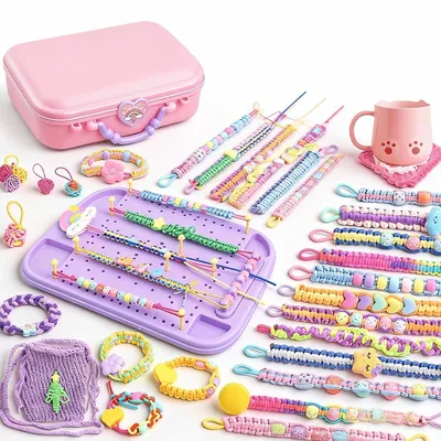 Produktbild von 6-in-1 Freundschaftsarmband Selber Machen,Webstuhl-Set Spielzeug,Kunst und Handwerk für Kinder Alter 7-12 Jahre,DIY-Armband- und Untersetzer-Bastelset