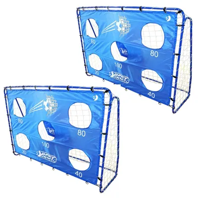 Immagine prodotto di Best Sporting, 2 porte da calcio complete di pannello di allenamento blu con 5 fori per il tiro