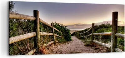 Produktbild von Bild auf Leinwand - Leinwandbild - Pfad Landschaft Himmel - 120x50cm - Wand Bild - Wanddeko - Leinwanddruck - Bilder - Kunstdruck - Wanddekoration - Leinwand bilder - Wandkunst - AB120x50-0143