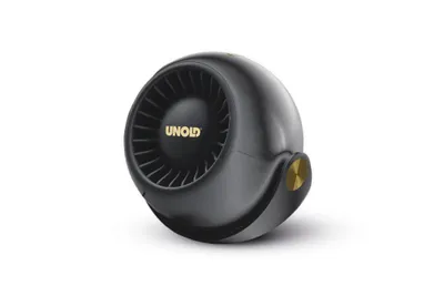 Der Unold Ventilator Breezy Bowl ist ein kompakter, schwarzer, runder Ventilator mit einem turbineni