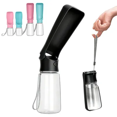 Produktbild von Hundewasserflasche mit zusammenklappbarem Becher – Auslaufsichere Reiseflasche – 550 ml