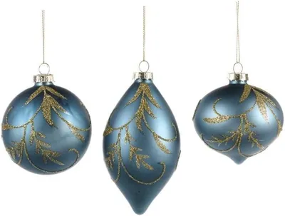 Immagine prodotto di Palla di vetro blu per decorazioni natalizie, diametro 8 cm, confezione da 6 pezzi