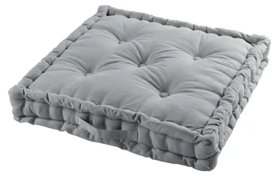 Image de Coussin de sol matelassé en coton gris 60cm