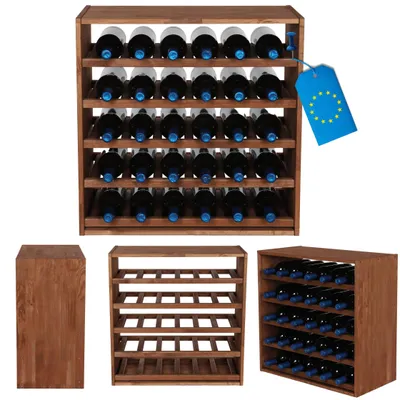 Produktbild von MODO24 Weinregal 30 Flaschen, Flaschenregal, Weinschrank, Getränkeregal, Kellerregal, Stapelbar, Massivholz, 60x60x30 cm, Braun, RW61