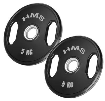 Image de Disques de poids olympiques, caoutchoutés, 2 x 5 kg