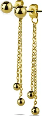 Produktbild von Ohrstecker mit Ketten Kugeln Edelstahl Damen Gold
