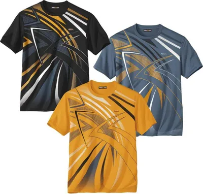 Produktbild von Atlas For Men - "Sporty" T-Shirt für Herren(3er-Pack) AF1830 (M) (Schwarz/Blau/Gelb)