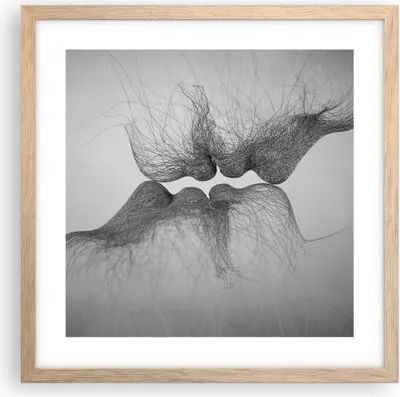 Produktbild von Gerahmtes Poster - Rahmen in heller Eiche - Kuss Liebe Paar - 40x40 cm - Wand Bild - Wanddeko - Wandbilder - Kunstposter - Wandposter - Bilderrahmen - Bilder - Kunstdruck - P2NAC40x40-4967