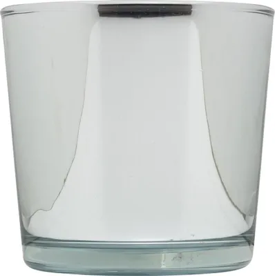 Produktbild von INNA-Glas Glasübertopf Alena Shiny, Silber glänzend, 11 cm, Ø 11,5 cm - Deko Übertopf