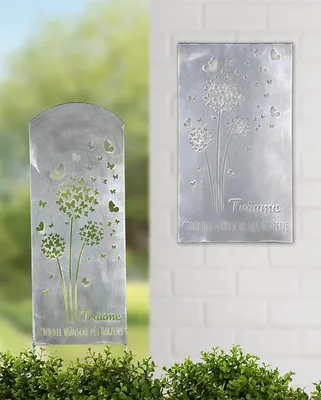 Produktbild von Gilde Wandrelief, rechteckig, "Traumblume", Pusteblumenmotiv, Spruch, Metall, silberfarben, , L. 1 cm, B. 40 cm, H. 70 cm 67945