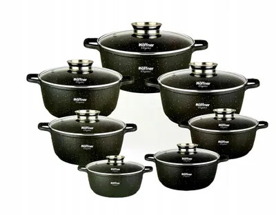 Produktbild von Hoffner Elegance Topfset Aluminium 16-teilig Marmorbeschichtet