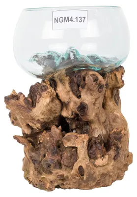 Immagine prodotto di Radice di teak con vaso in vetro - 25-35 cm