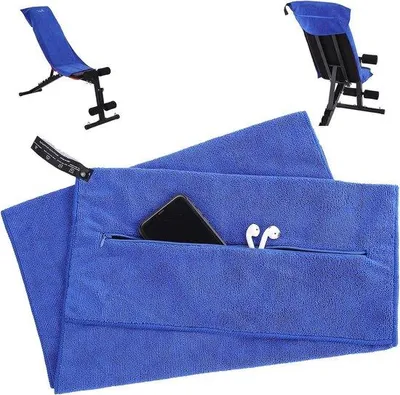 Produktbild von Famanu Fitnesshandtuch Mikrofaser 100 x 40 cm - mit Reißverschlussfach und Antirutschfixierung